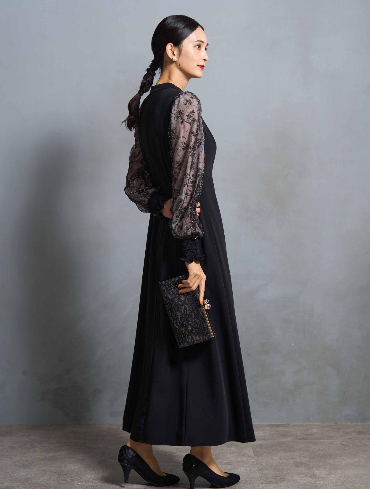 207新品組曲PRIERレースボレロ付きブラックドレスM￥32780結婚式 207新品組曲PRIERレースボレロ付きブラックドレスM￥32780結婚式