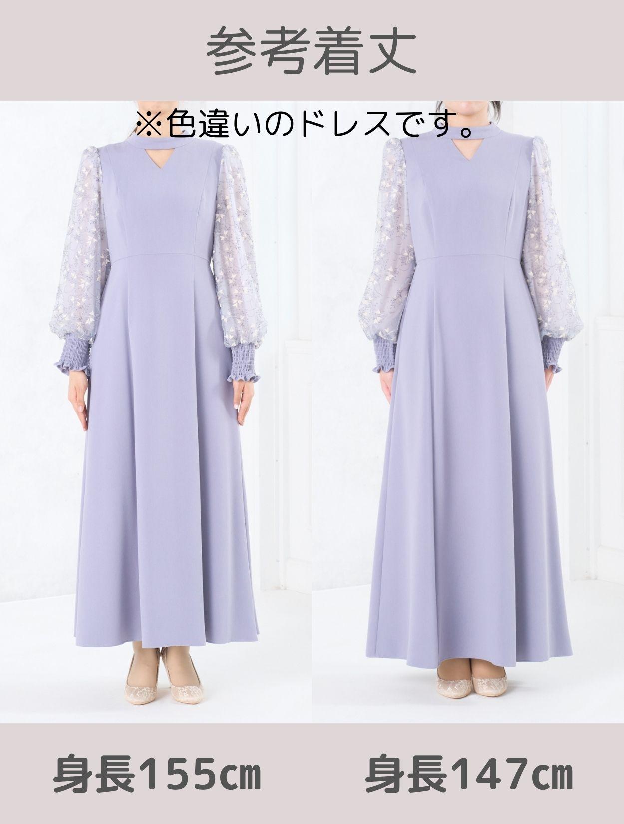極美品 レリアン 大きいサイズ エンブロイダリーレース ロングジレ 13＋ M/L】エンブロイダリーレースドレス（ブラック）DPSET0624の