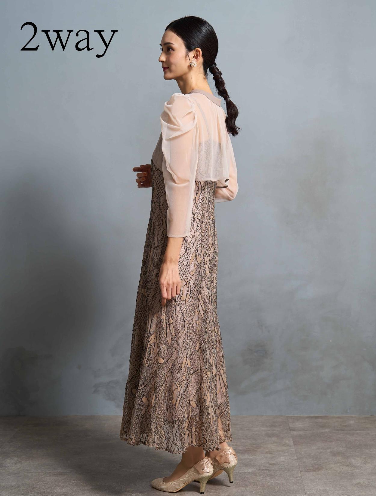 M/L】2wayコードレースドレス（ベージュ）DPSET0638のレンタル