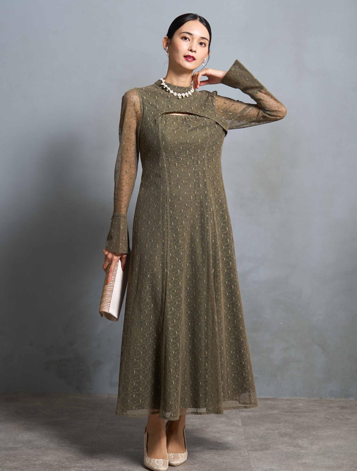 M/L】ジオメトリックレースドレス（グリーン）DPSET0622のレンタル