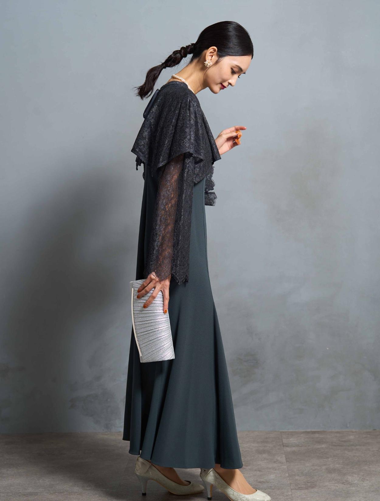 M/L】2wayケープレイヤードドレス（Cグレー）DPSET0634のレンタル