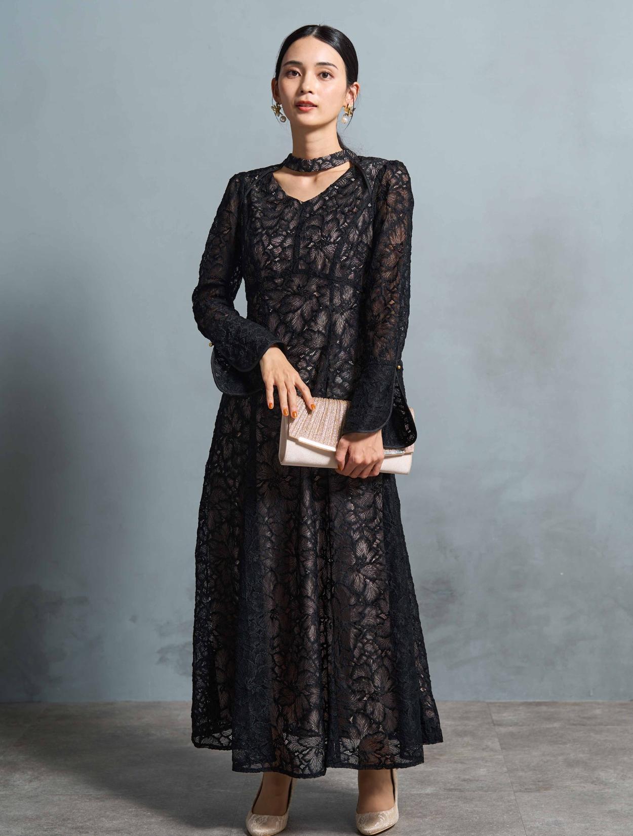 【新品☆タグ付き】VALENTINO ブラックレーススリップドレス 40 XS-Lサイズあり【SETTAN/セッタン】ペプラム/ フラワーレース
