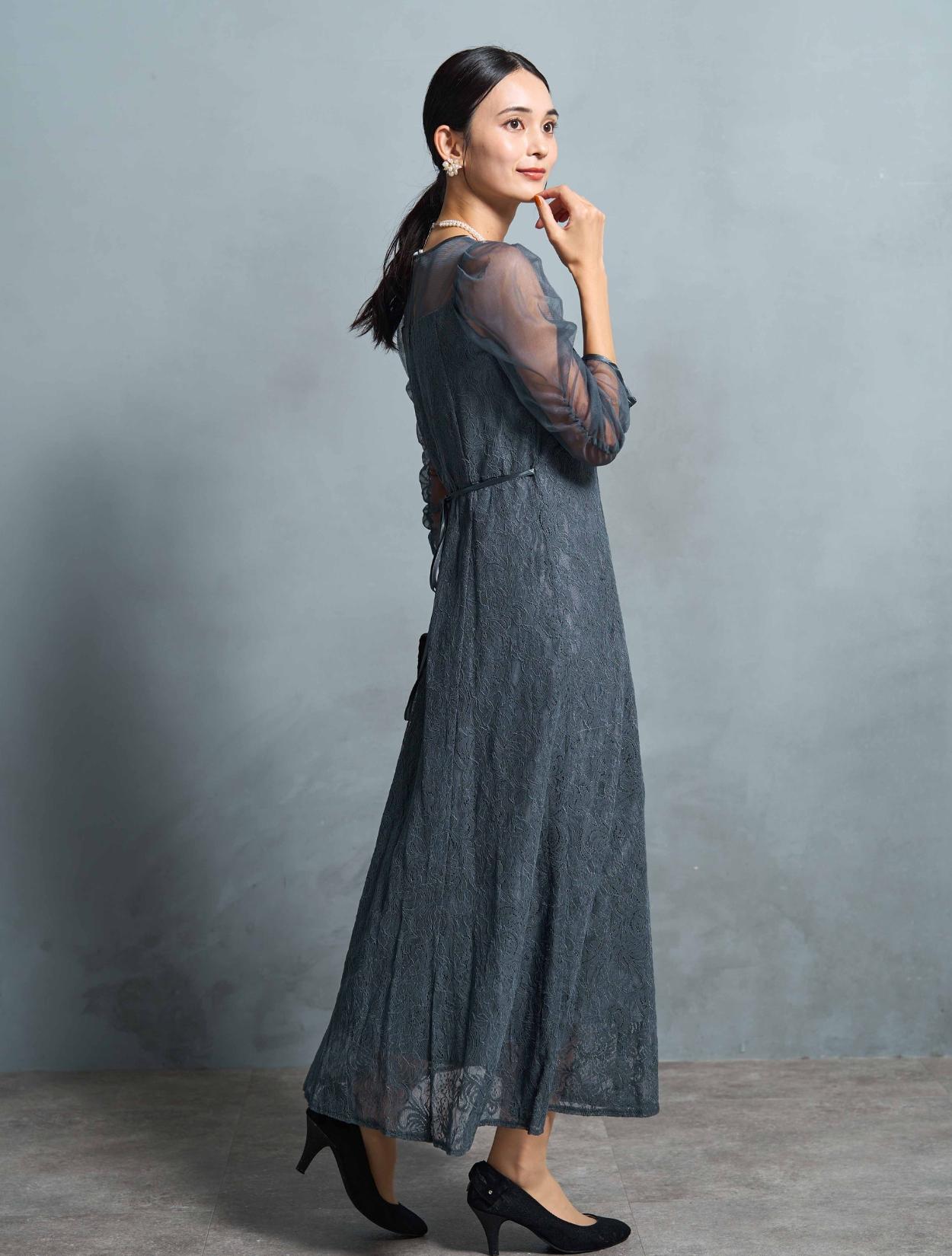 M】シアースリーブ×レースドレス（Cグレー）DPSET0742のレンタルページ