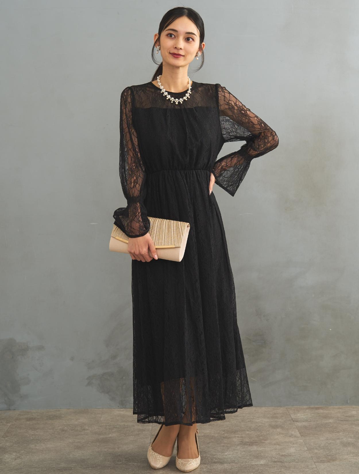 M/L】総レースロングドレス（ブラック）DPSET0426のレンタルページ