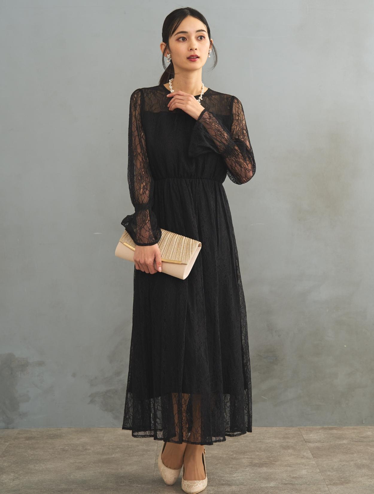 M/L】総レースロングドレス（ブラック）DPSET0426のレンタルページ