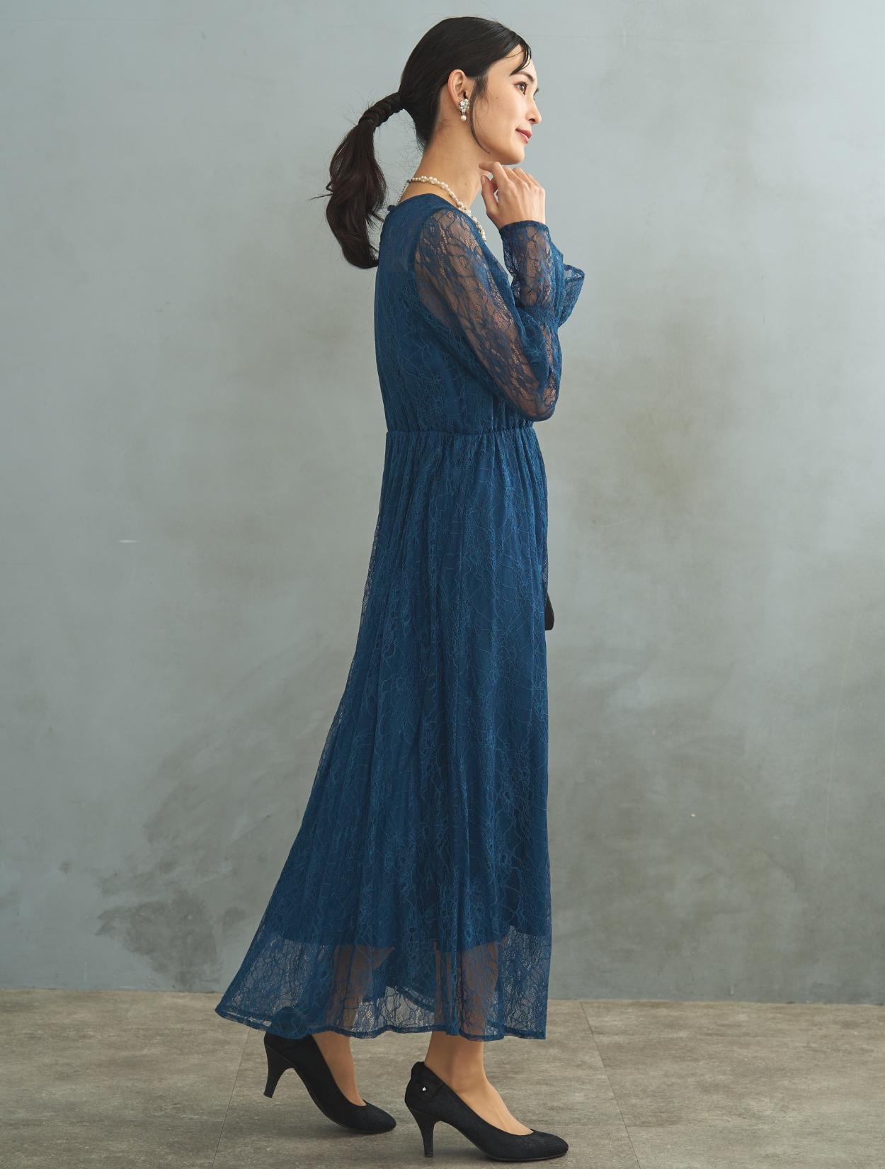 M/L】総レースロングドレス（ブルー）DPSET0431のレンタルページ｜結婚