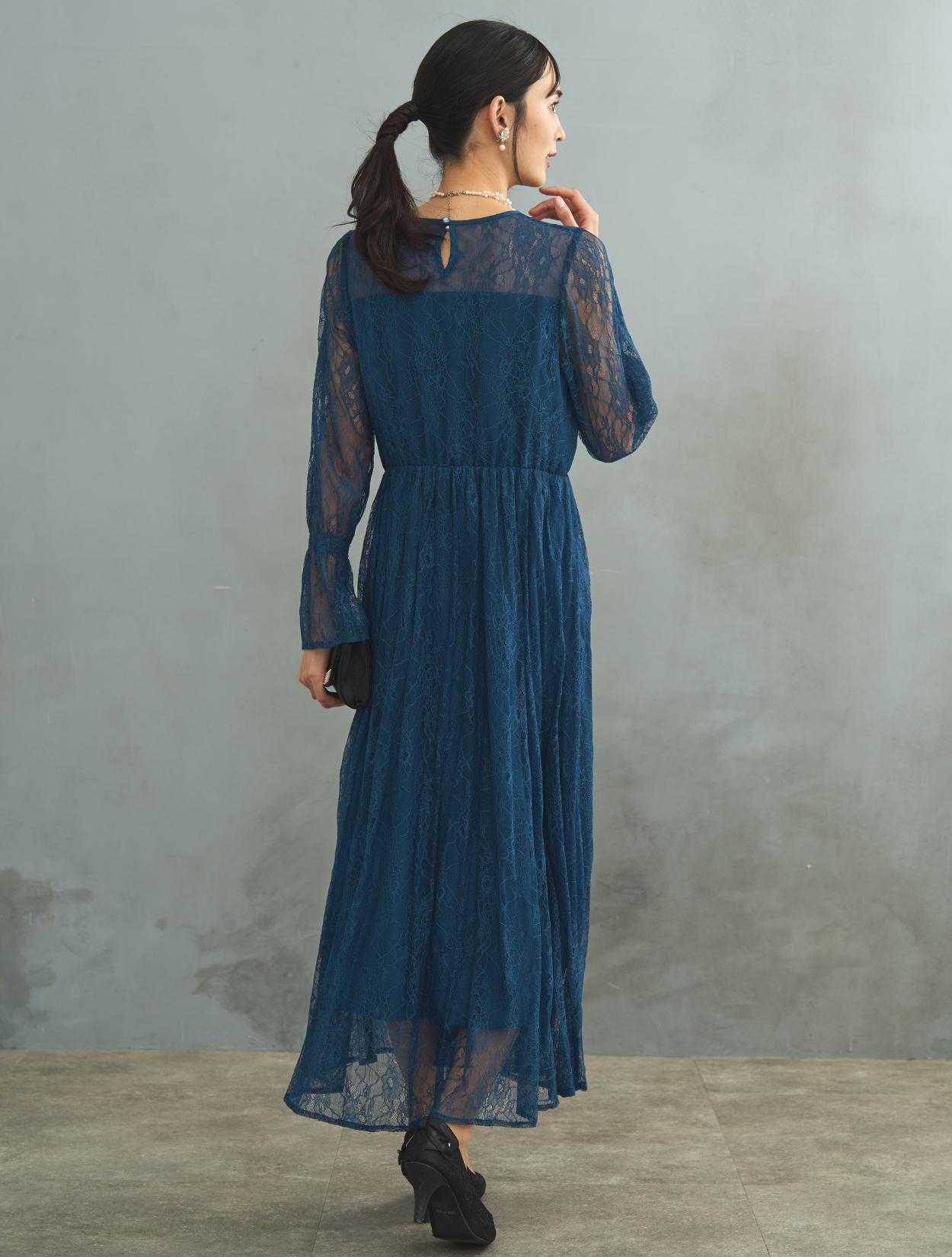 M/L】総レースロングドレス（ブルー）DPSET0431のレンタルページ｜結婚