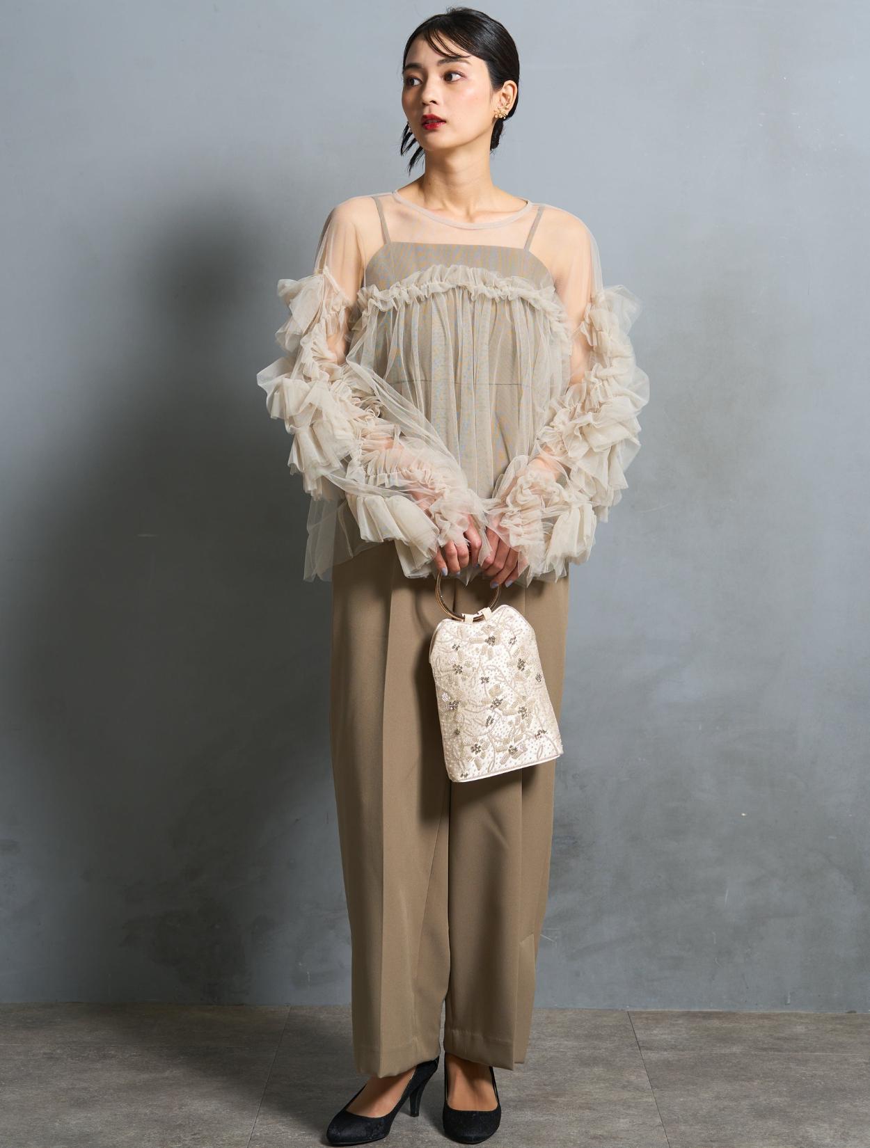 S/M/L】キャミソールオールインワンドレス（カーキ）ブラウス