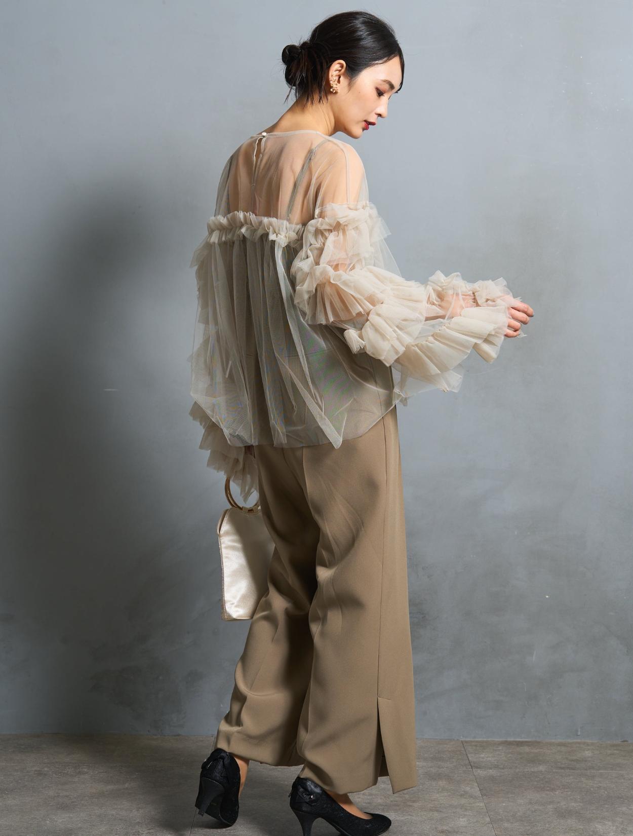 S/M/L】キャミソールオールインワンドレス（カーキ）ブラウスセット