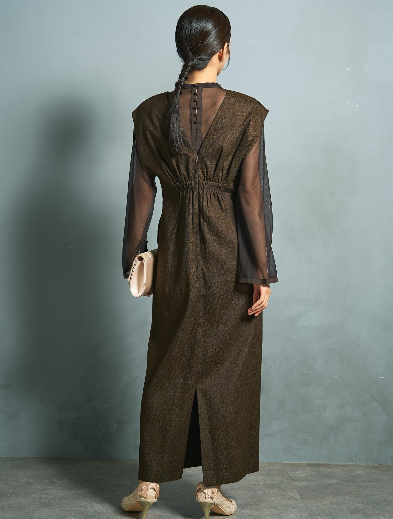 【LE’RURE】ジャガードドレス ブラウン LE'RURE】ジャガードドレス ブラウン Wandering jacquard dress