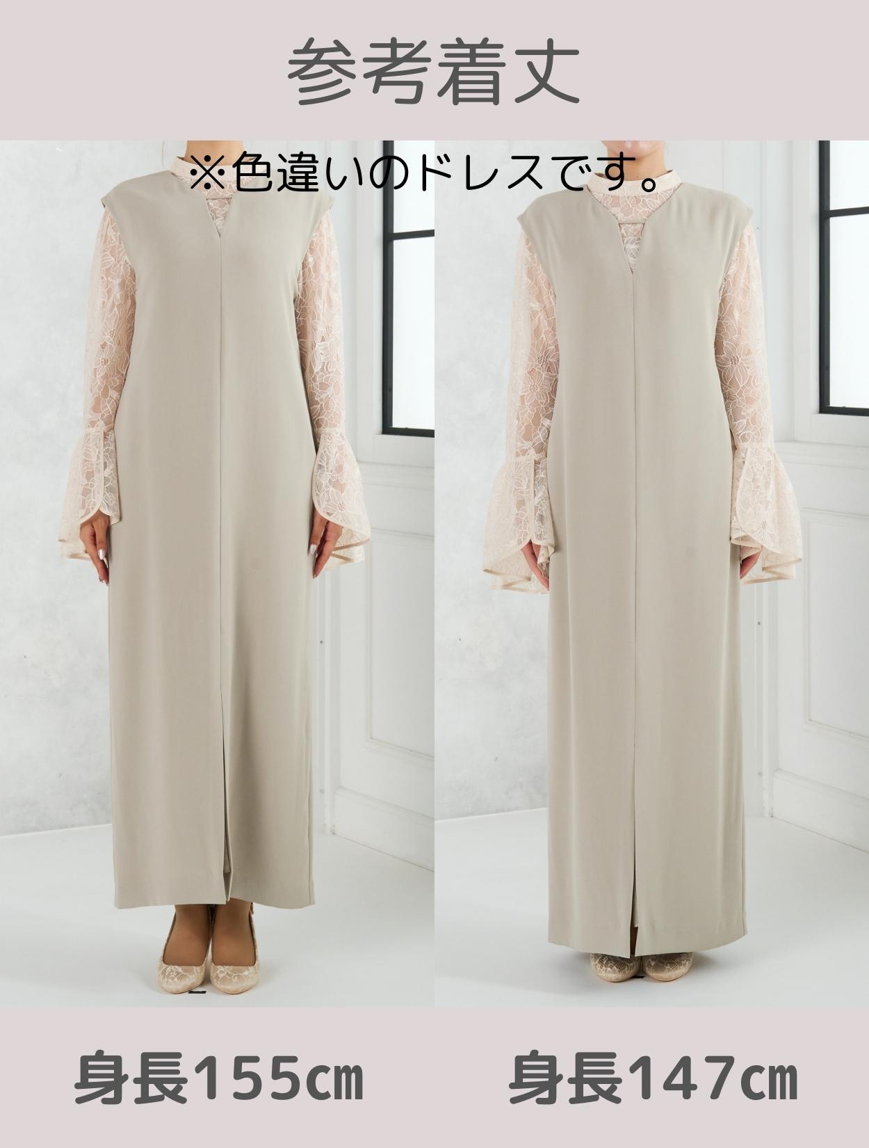 M/L】ベルスリーブレースブラウス付きドレス（ブラック）DPSET0814の