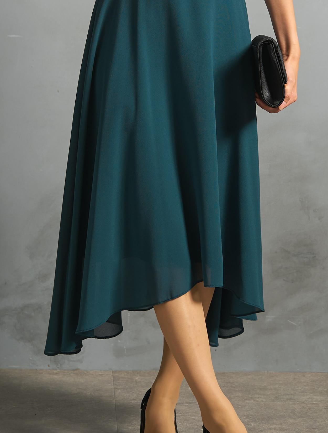 M/L】レーストップスヘム裾ドレス（グリーン）DPSET0776のレンタル