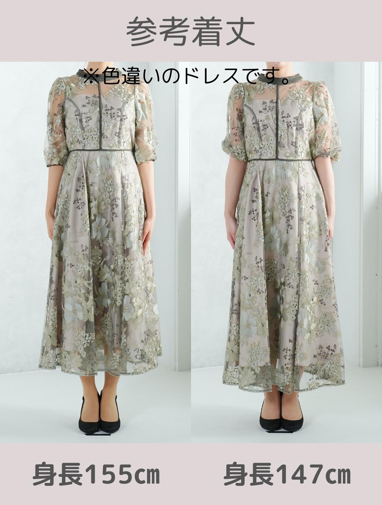 M/L】フラワー刺繍パイピングドレス（ピンク）DPSET0930のレンタル