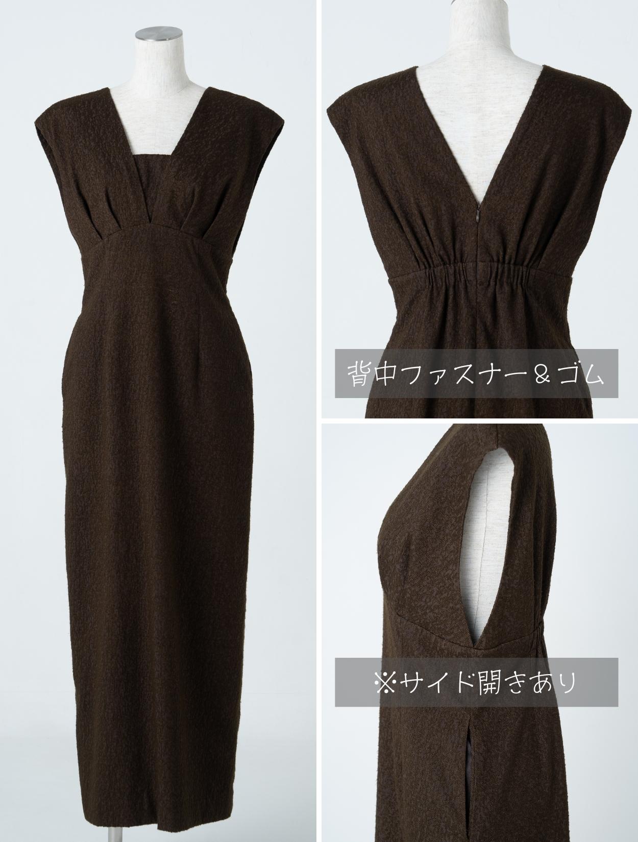 M/L】シアートップス付きジャガードドレス（ブラック）DPSET0760の
