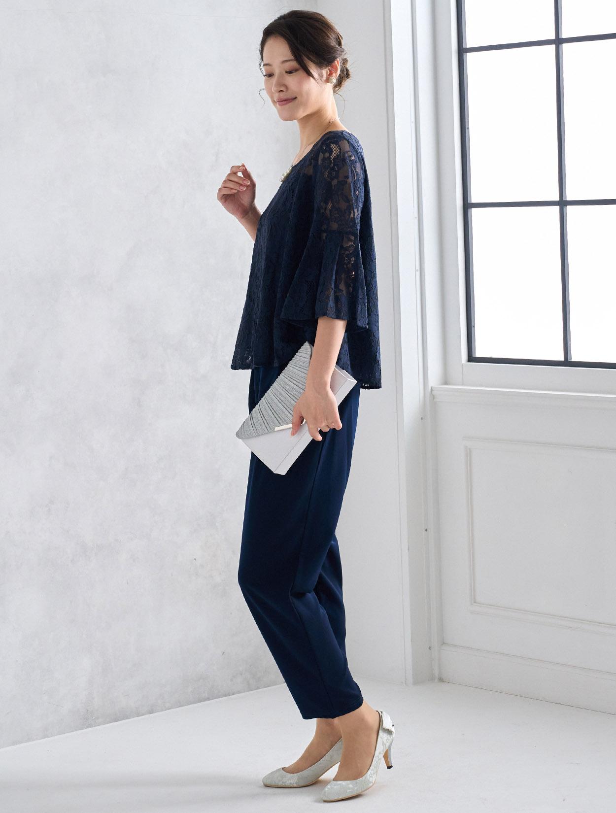 LL～6L】レーストップスパンツドレス（ネイビー）DPSET0570Lのレンタル