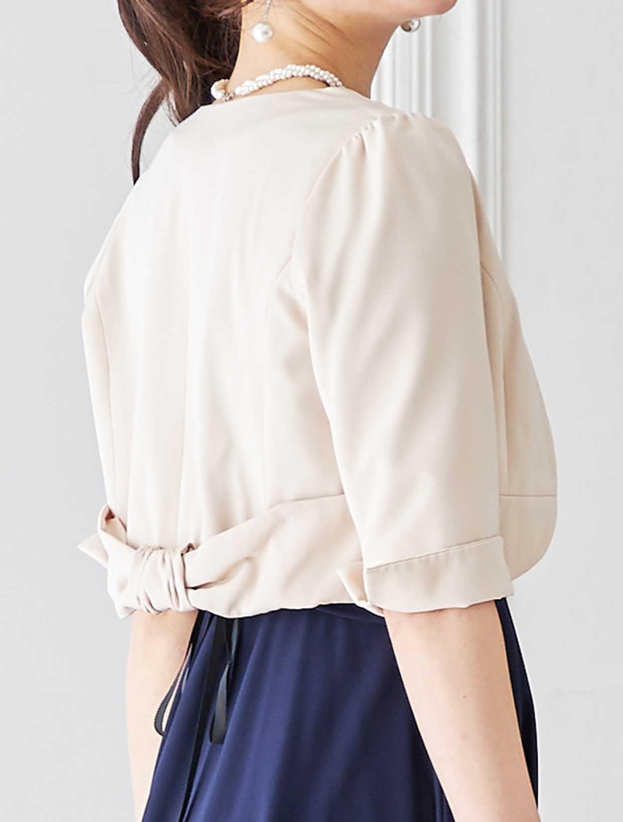 M/L】丈長めジョーゼットレースアップドレス(ネイビー M/L】丈長めジョーゼットレースアップドレス(ネイビー