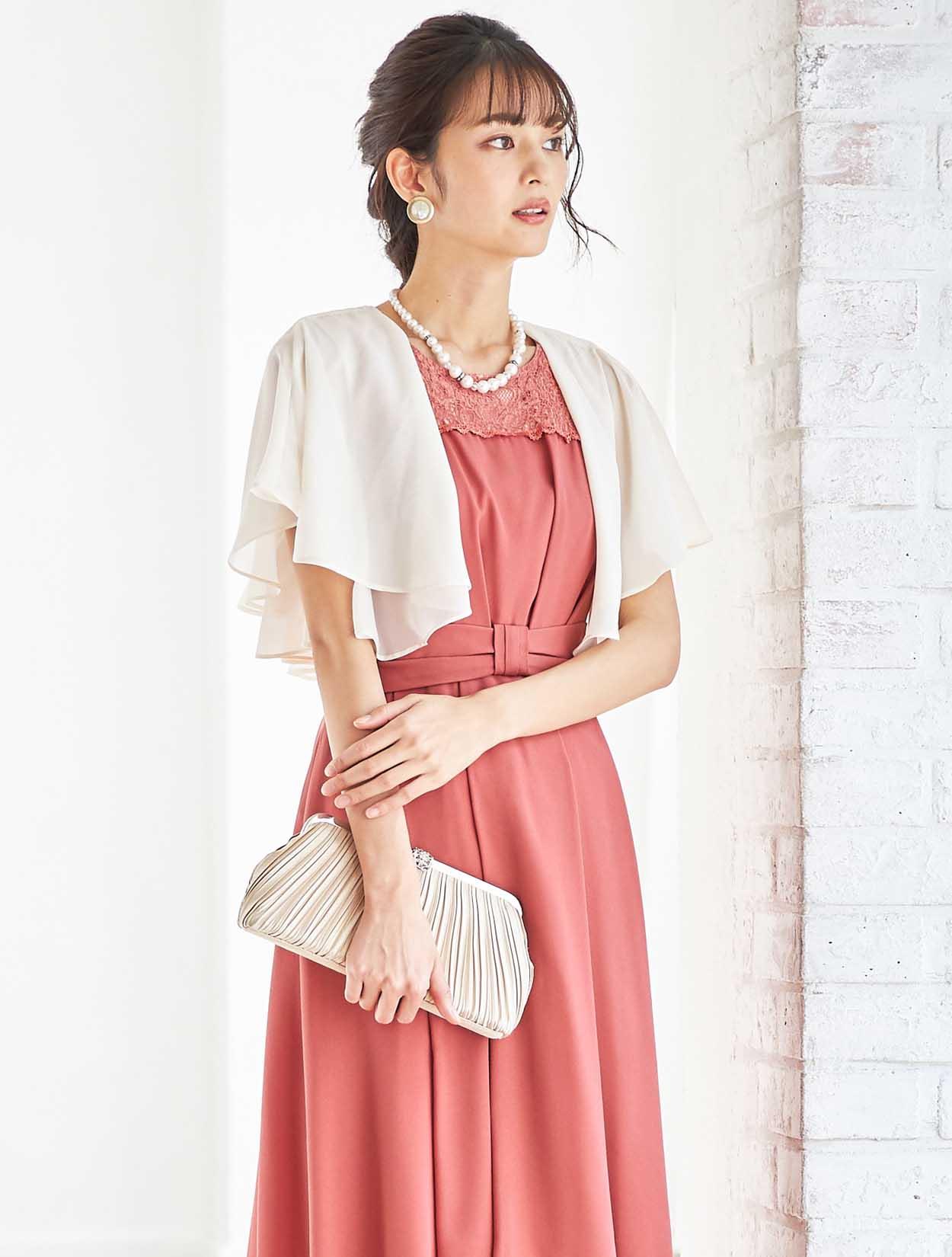 M/L】胸元レースフィッシュテールドレス（ピンク）DPSET0161のレンタルページ｜結婚式パーティーの上質ドレスレンタルならＤressPark