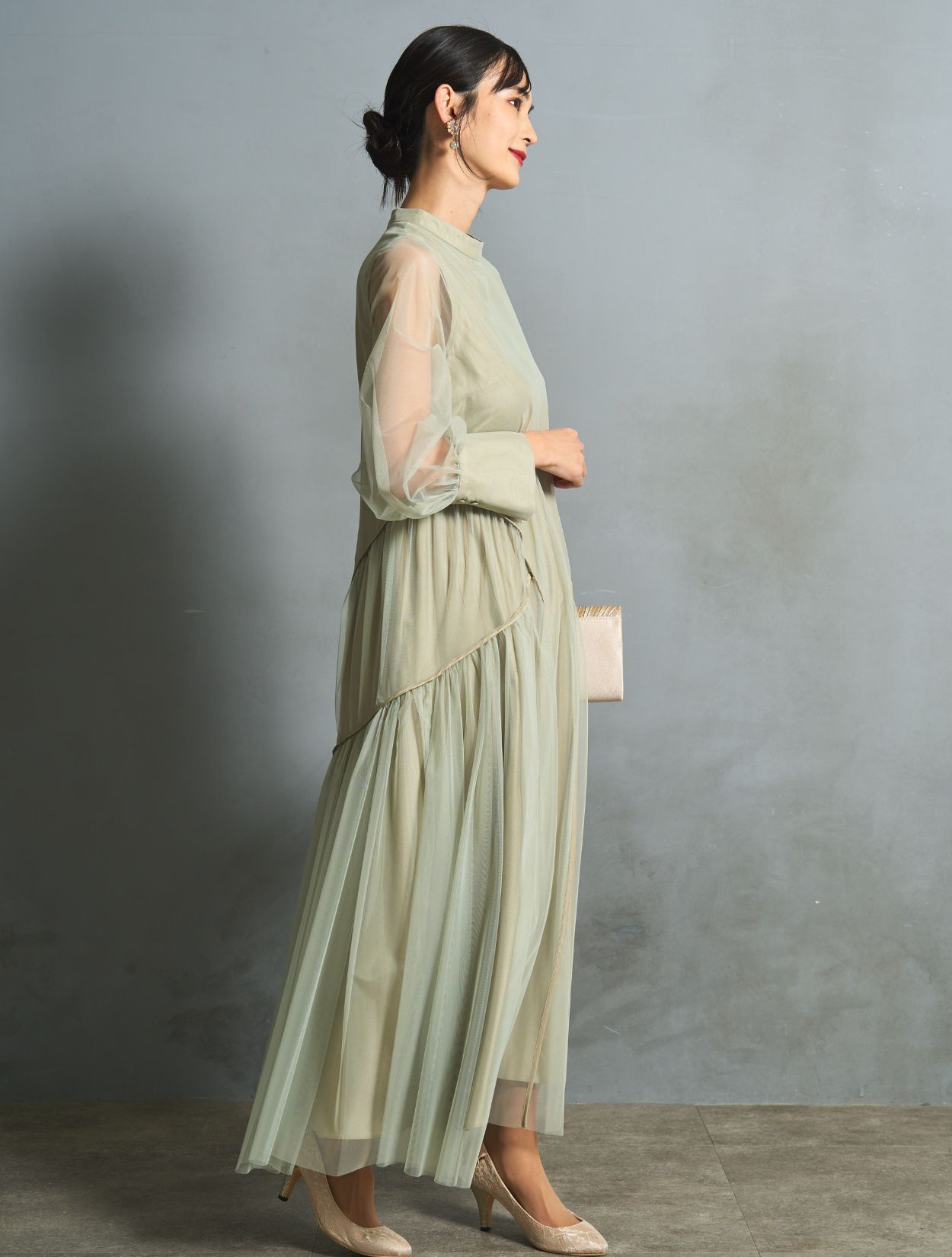 グリーン ボリュームスリーブドレス ボリュームスリーブドレス（ワンピース）｜Spick and Span（スピック