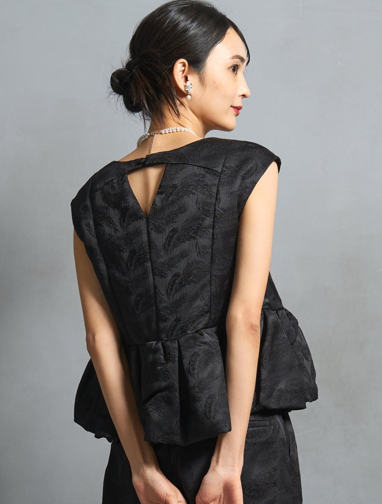 S/M/L】ジャガードセパレートパンツドレス（ブラック）DPSET0795