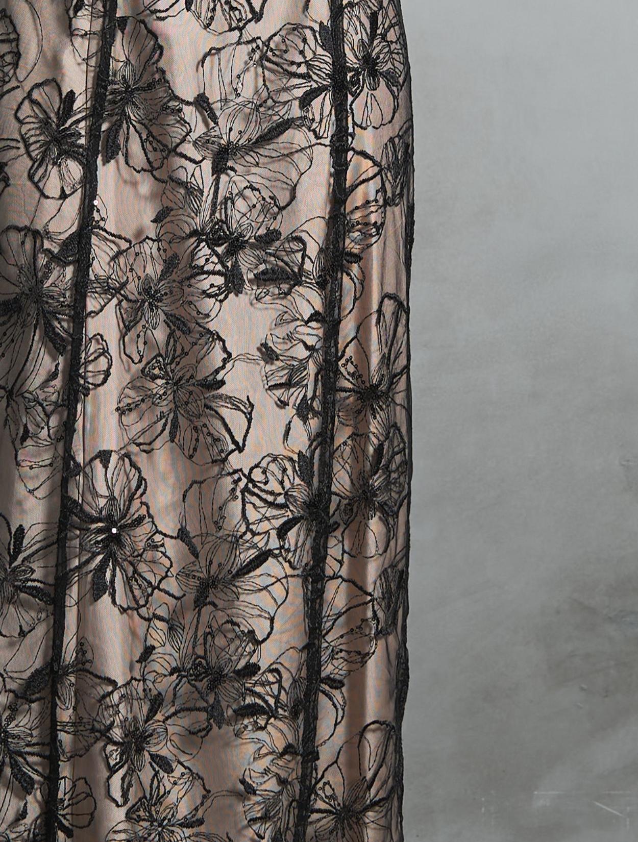 M/L】スパンコール刺繍オフショルダ−ドレス（ブラック）DPSET0840の