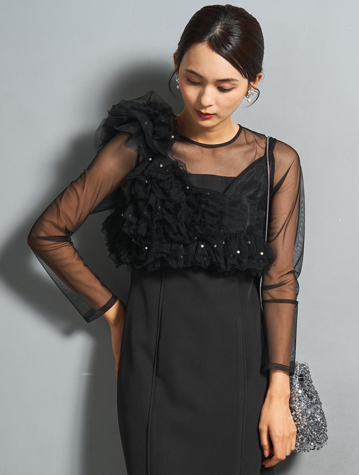 M/L】パールビスチェロングドレス（ブラック）DPSET0842のレンタル