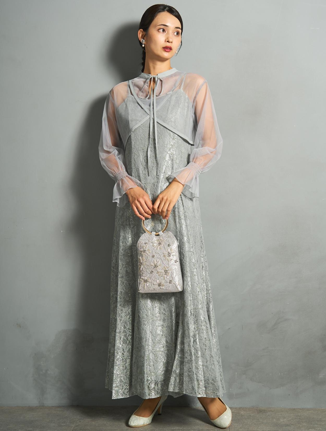 M/L】クロスデザイン2wayブラウスドレス（ミントグリーン）DPSET0865の