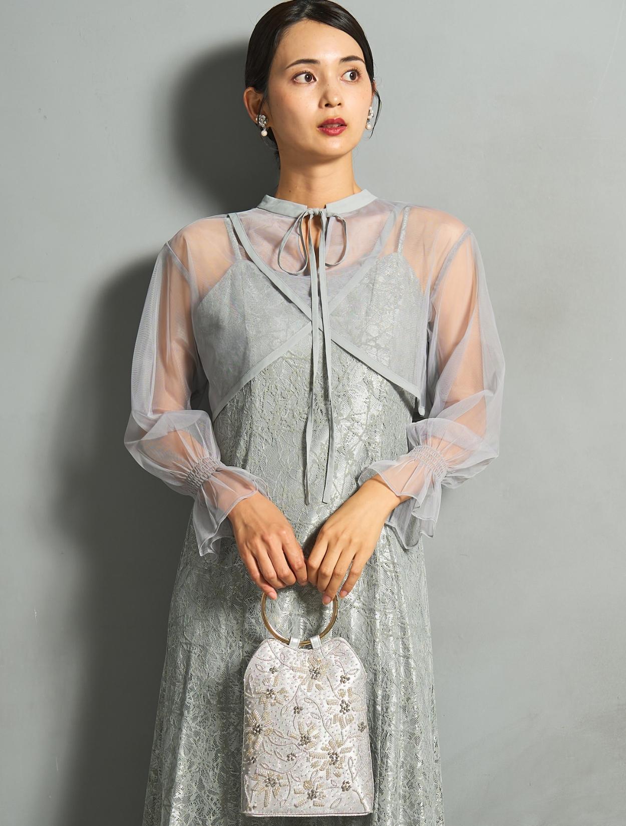 M/L】クロスデザイン2wayブラウスドレス（ミントグリーン）DPSET0865の