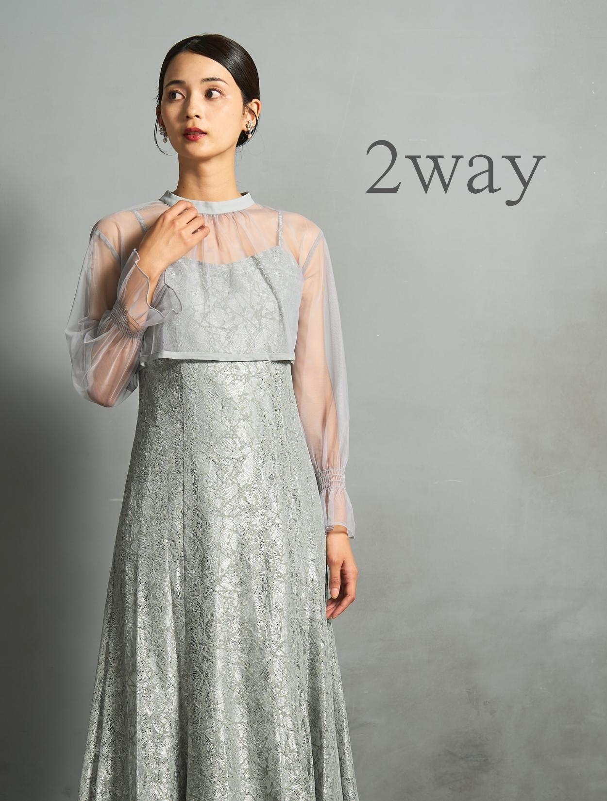 M/L】クロスデザイン2wayブラウスドレス（ミントグリーン）DPSET0865の