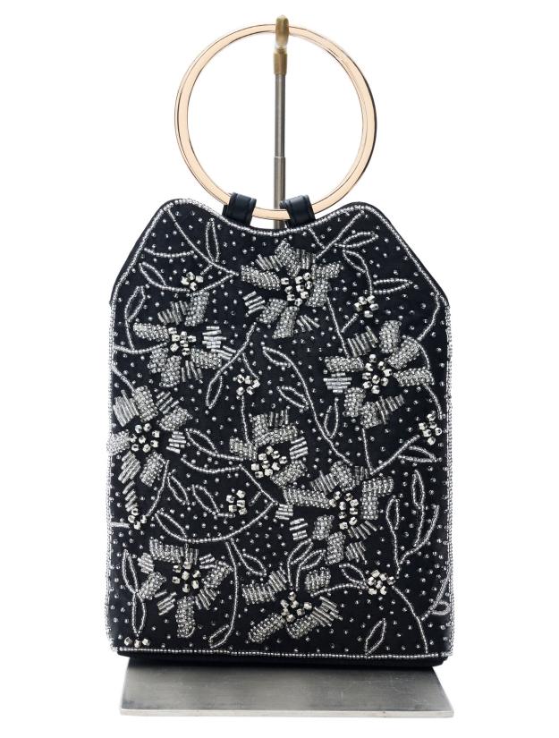 エンブロイダリーリングバッグ（ブラック）