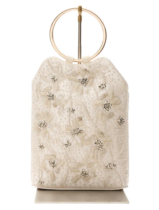 エンブロイダリーリングバッグ（ベージュ）