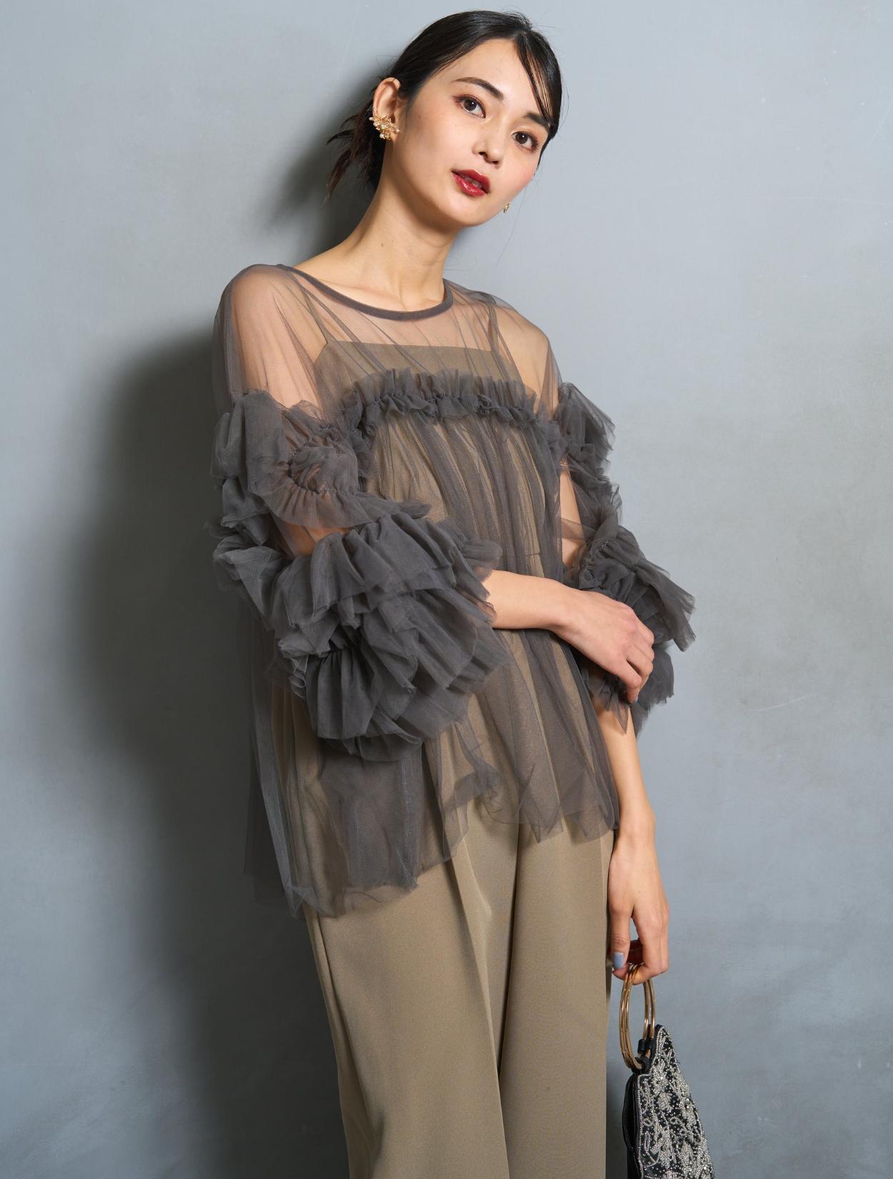 【S/M/L】キャミソールオールインワンドレス（カーキ）ブラウスセットDPSET0778