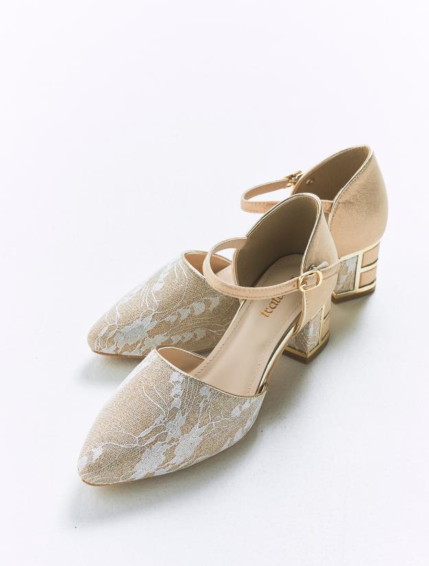 セパレートレースパンプス（ベージュ）