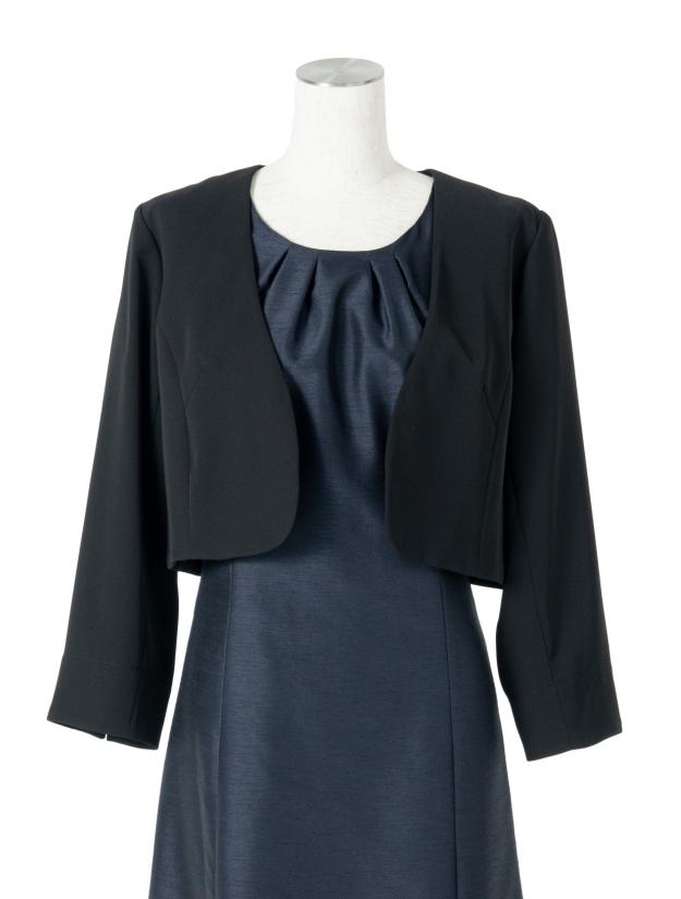 【LL/3L/5L】シンプルノーカラージャケット（ブラック）