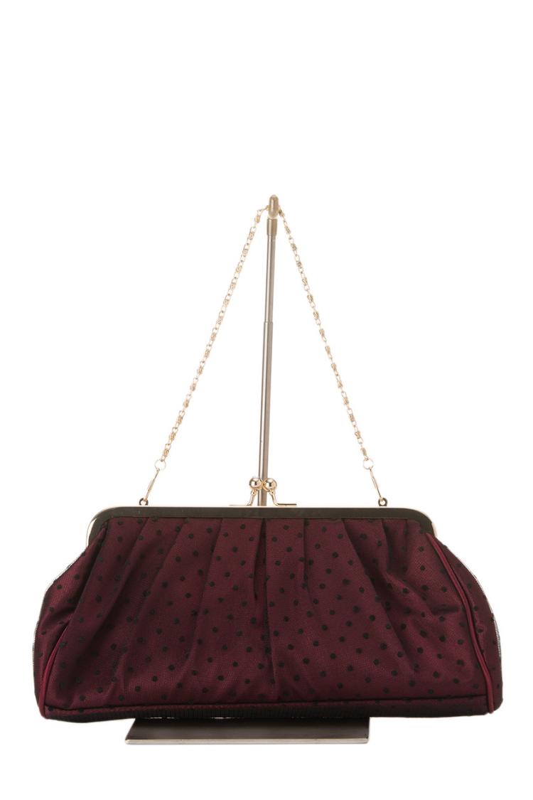 ドット×サテンバッグ（レッド）