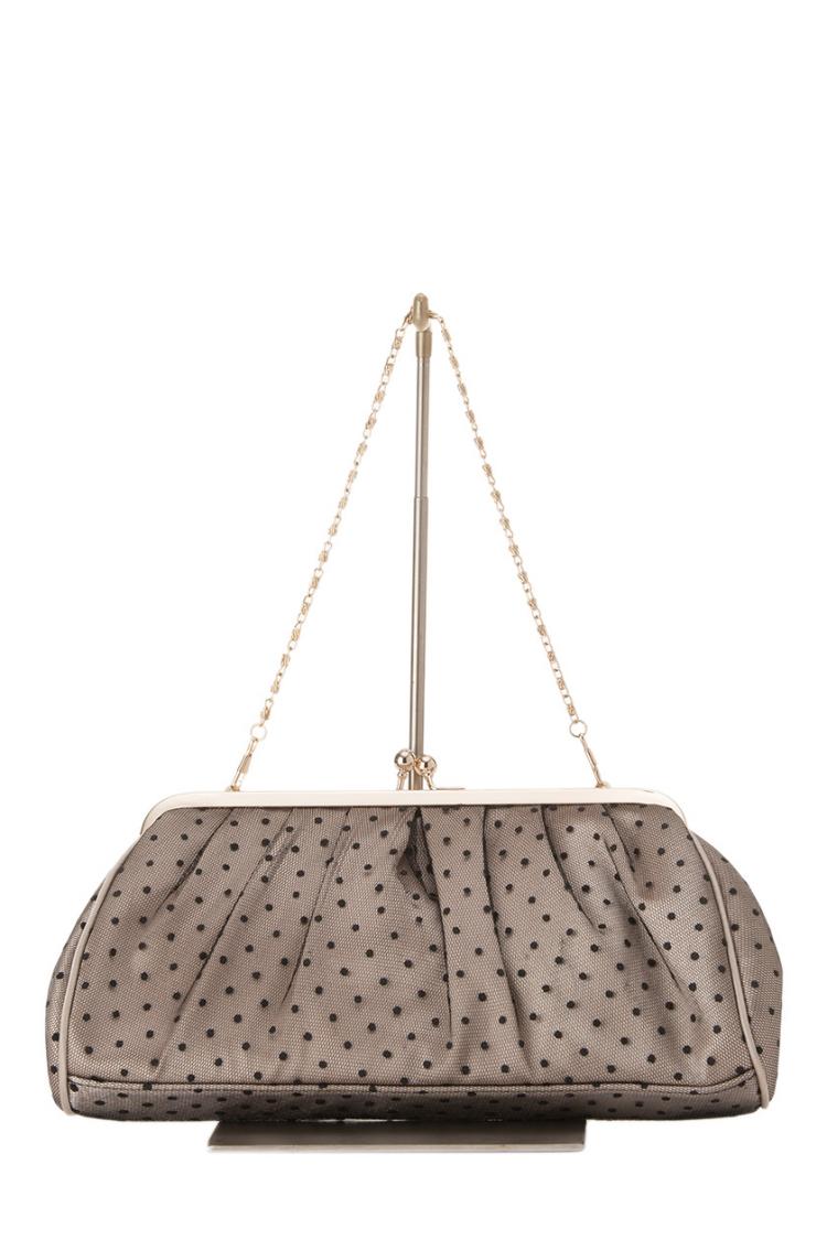 ドット×サテンバッグ（ベージュ）