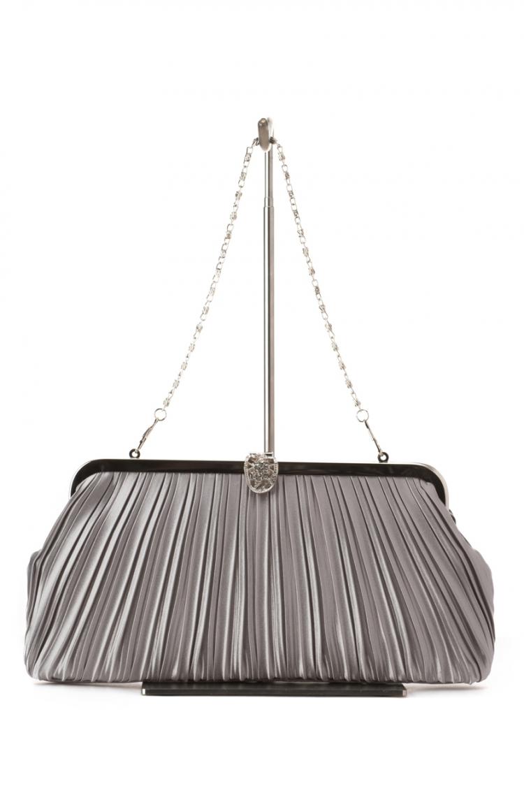 サテンプリーツバッグ（シルバー）