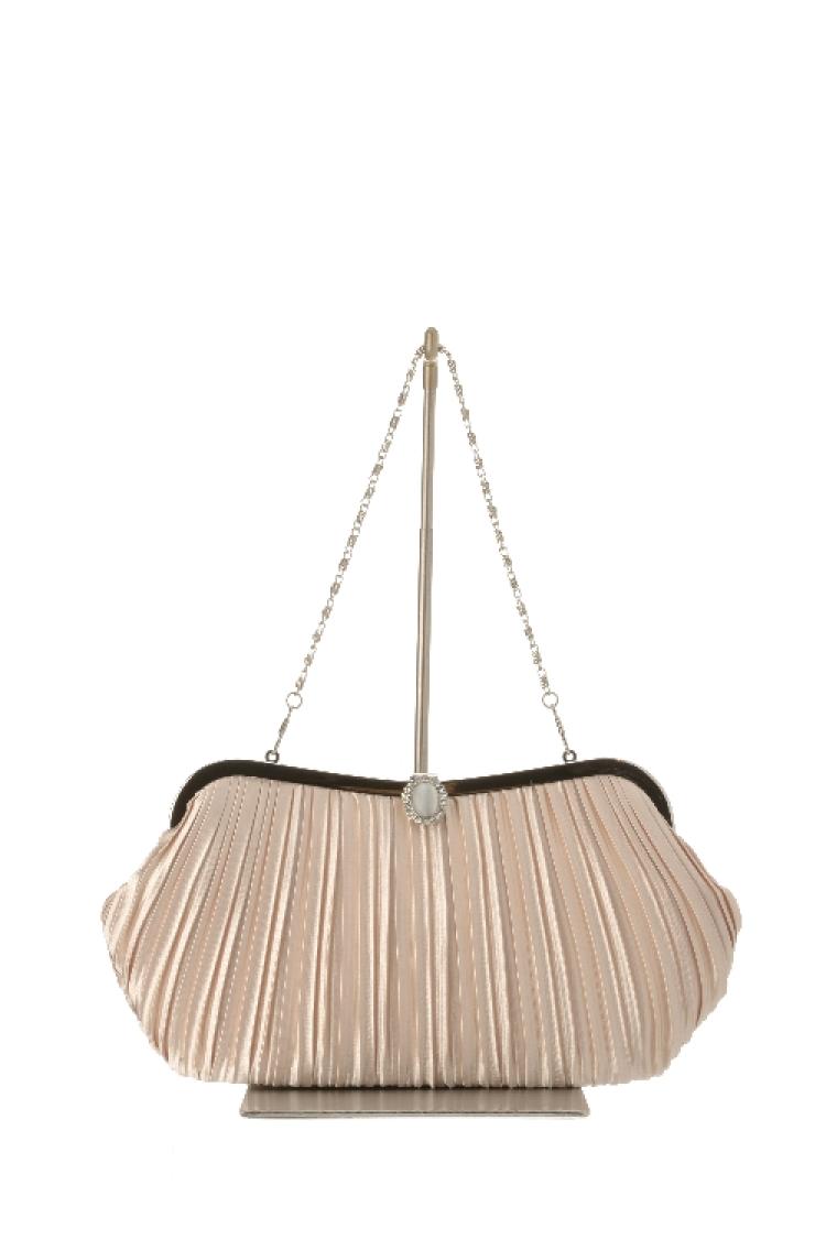 プリーツカーブシルエットバッグ(ベージュ)