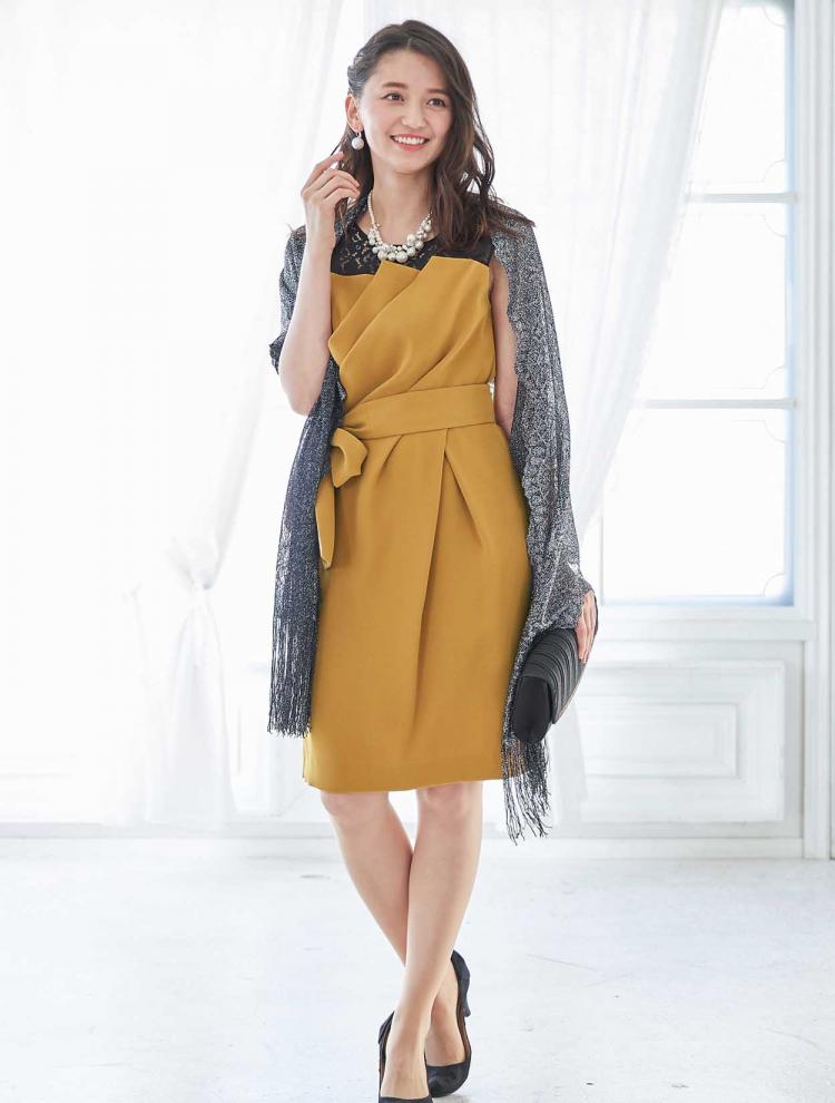 【M】ビスチェ風コクーンドレス（イエロー）DPSET0187