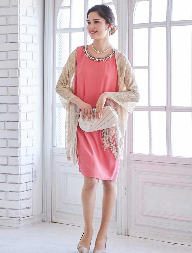 【M】ビジュー付きBＬ風ドレス（ピンク）DPSET0242