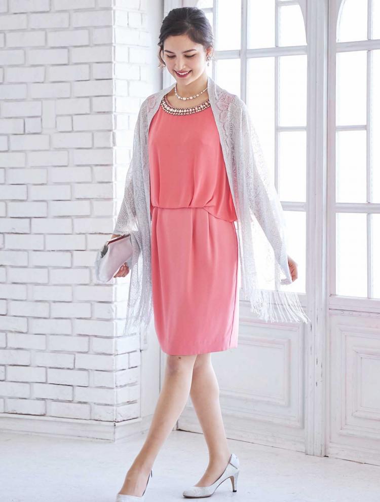 【M】ビジュー付きBＬ風ドレス（ピンク）DPSET0243