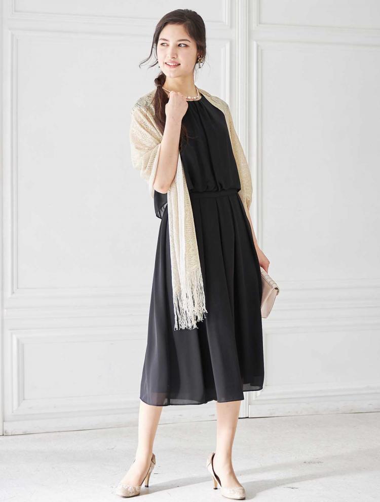 【M】シフォンパンツドレス（ブラック）DPSET0275