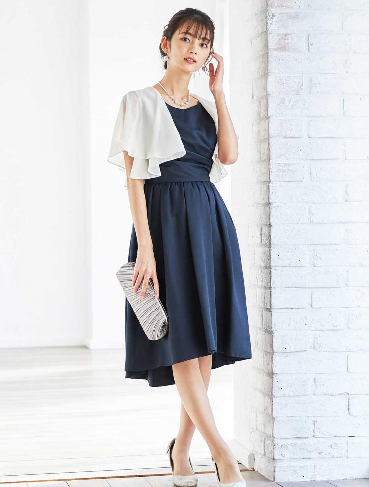 【M】ヘム裾レースアップドレス（ネイビー）DPSET0325