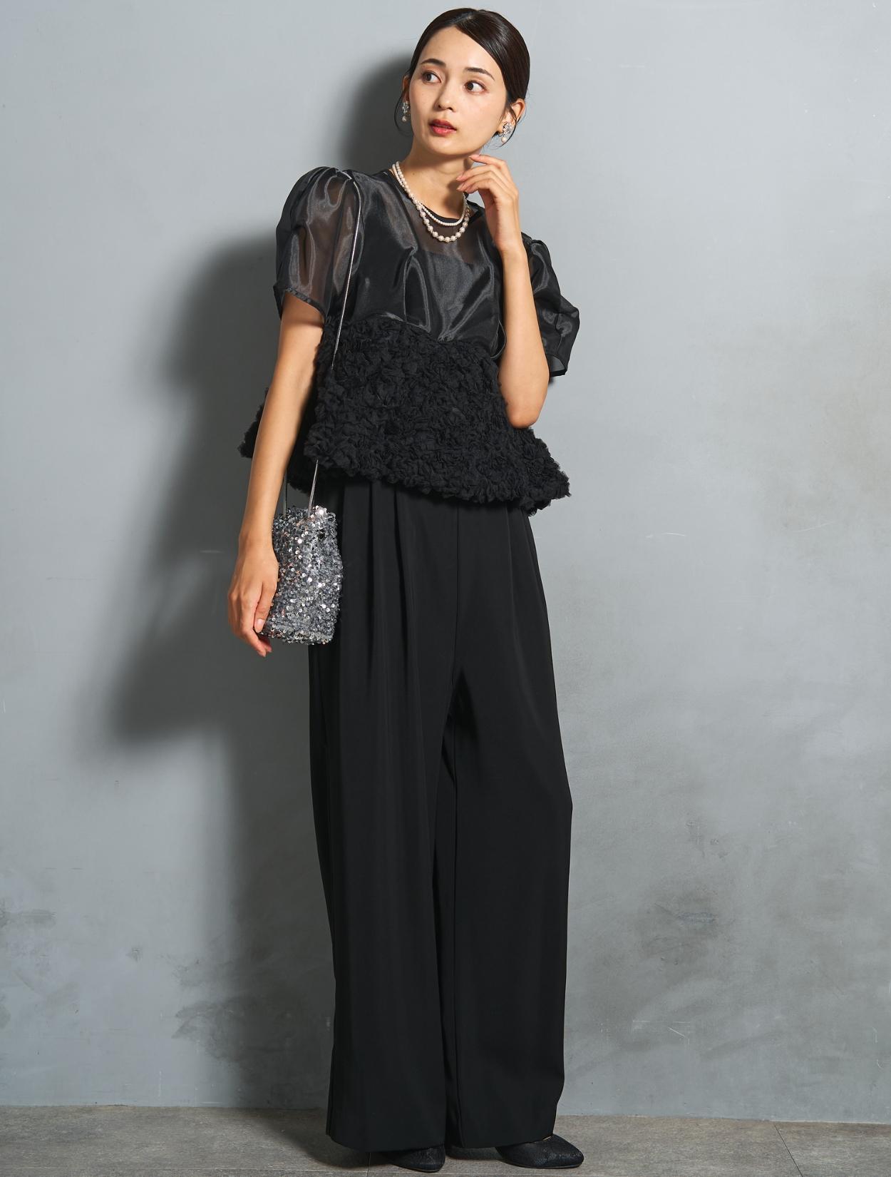 Heve タックドレープペプラムブラウス HEVE タックドレープペプラムブラウス ブラック