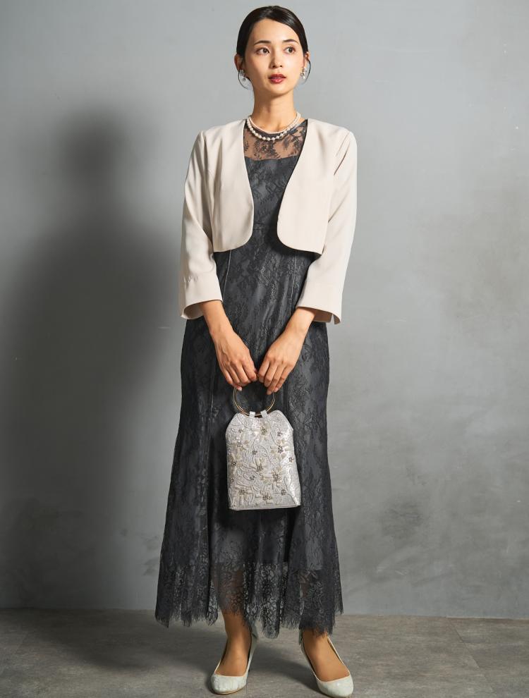 【M】ギャザースリーブマーメイドドレス（Cグレー）DPSET0885