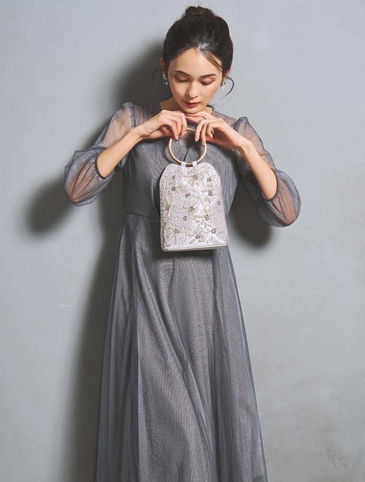 【M】ラメチュールビスチェドレス（グレー）DPSET0950