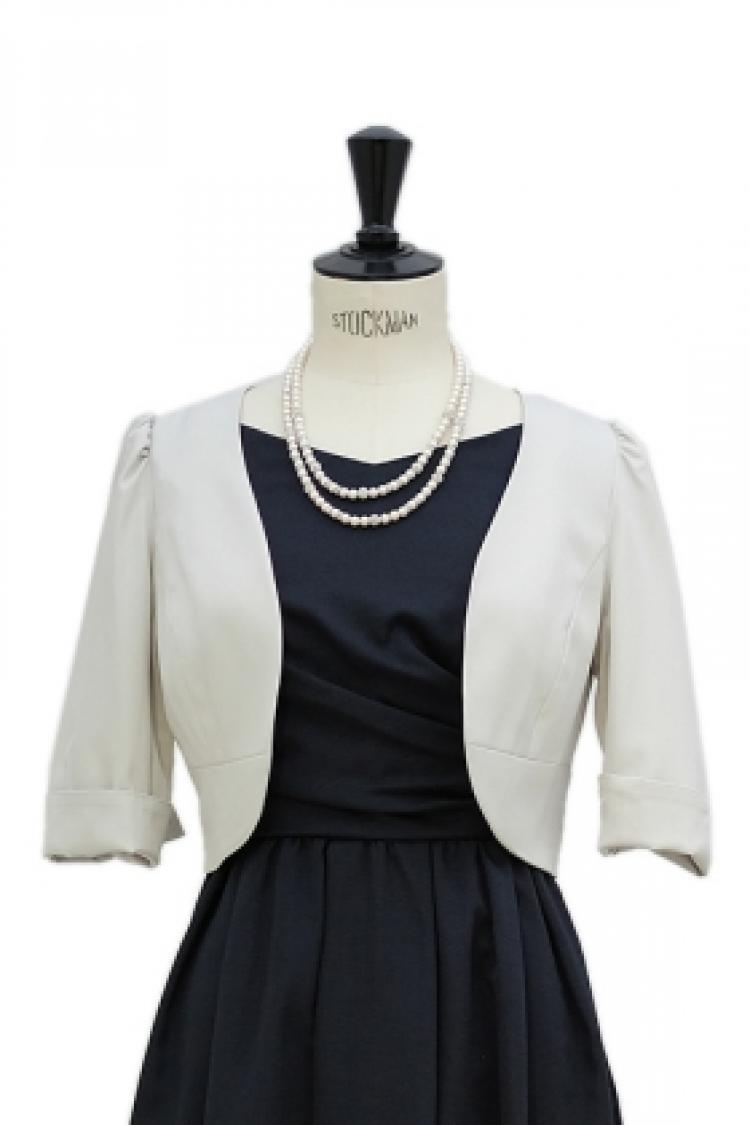 【M】バックリボン七分袖ジャケット（グレー）