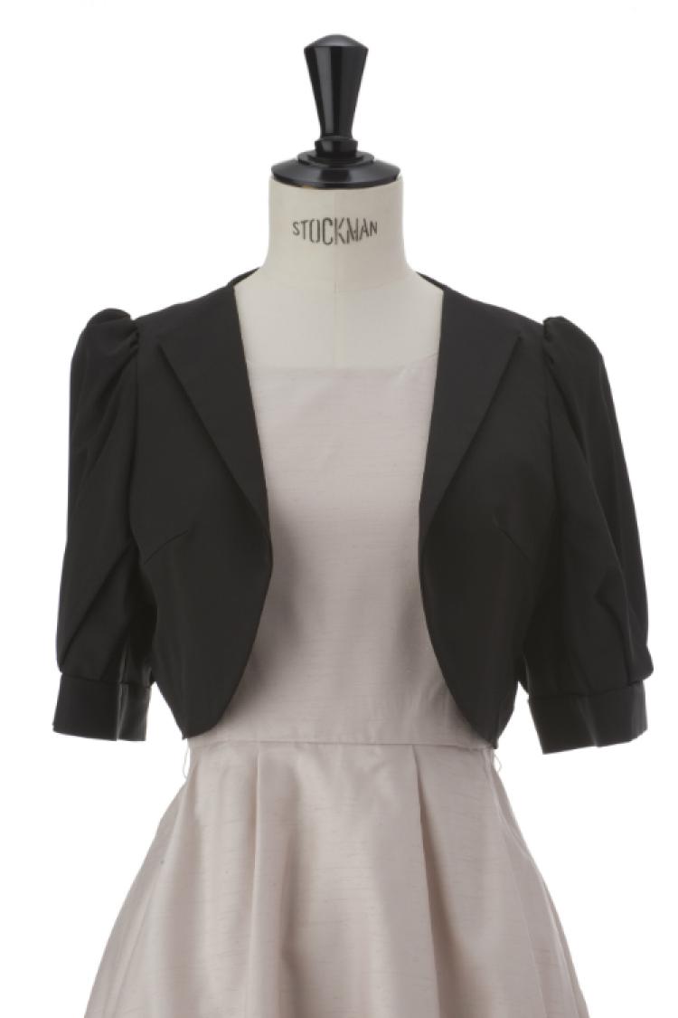 【M/L】エステルツイルジャケットボレロ（ブラック）